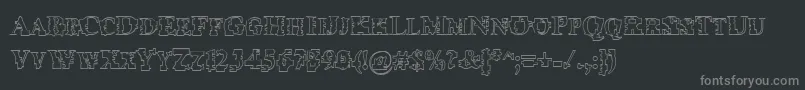 PsiBorgzHollow-fontti – harmaat kirjasimet mustalla taustalla