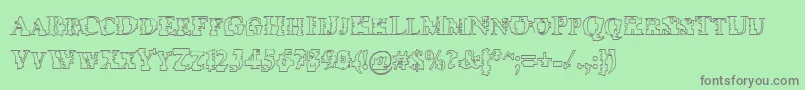 フォントPsiBorgzHollow – 緑の背景に灰色の文字