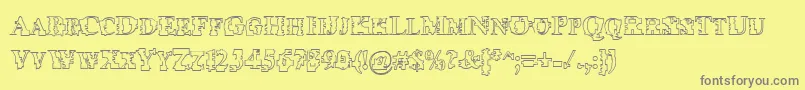 フォントPsiBorgzHollow – 黄色の背景に灰色の文字