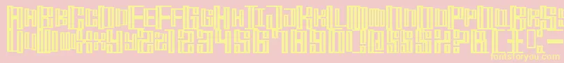 Fonte MischstabOpiumRiver – fontes amarelas em um fundo rosa