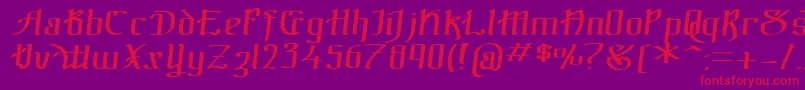 フォントTheBlackBlocItalic – 紫の背景に赤い文字