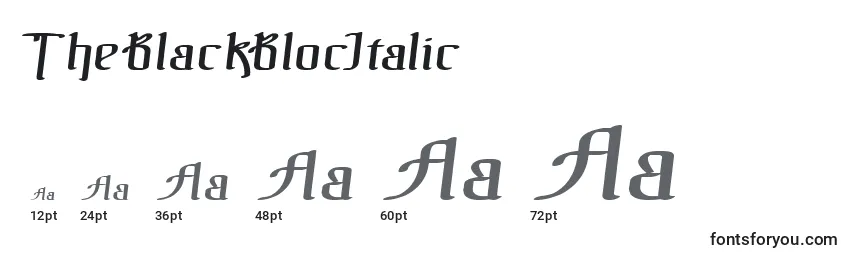 TheBlackBlocItalic Font Sizes