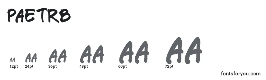 Размеры шрифта Paetrb