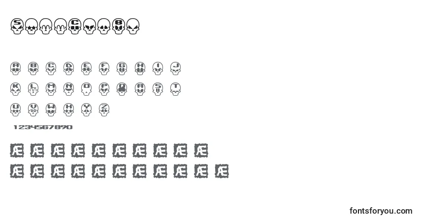 Schriftart SkullCapzBrk – Alphabet, Zahlen, spezielle Symbole