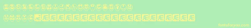 SkullCapzBrk-fontti – keltaiset fontit vihreällä taustalla