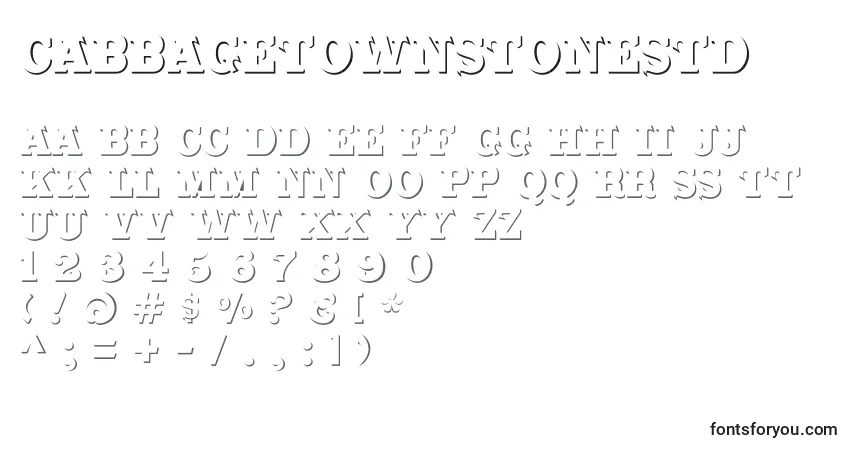 A fonte Cabbagetownstonestd – alfabeto, números, caracteres especiais