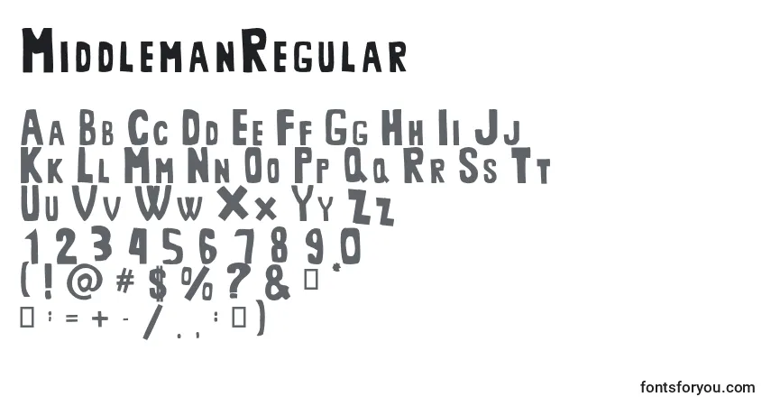 Шрифт MiddlemanRegular – алфавит, цифры, специальные символы