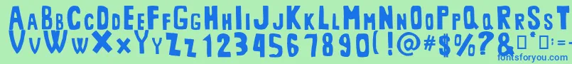 MiddlemanRegular-Schriftart – Blaue Schriften auf grünem Hintergrund