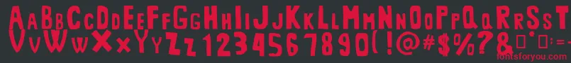 フォントMiddlemanRegular – 黒い背景に赤い文字