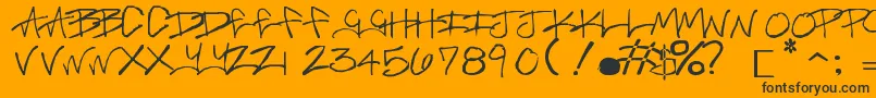 BrassMonkey-Schriftart – Schwarze Schriften auf orangefarbenem Hintergrund