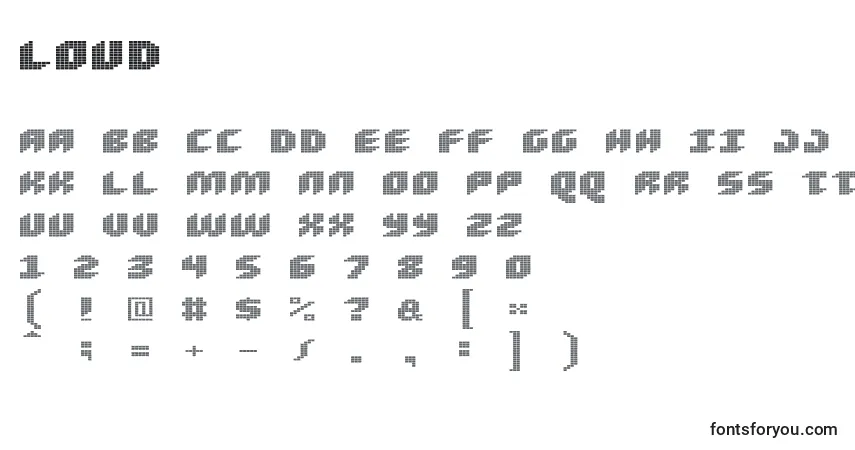 Czcionka Loud – alfabet, cyfry, specjalne znaki