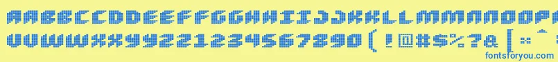 フォントLoud – 青い文字が黄色の背景にあります。