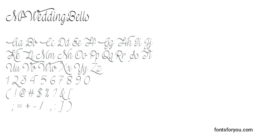Czcionka MfWeddingBells – alfabet, cyfry, specjalne znaki