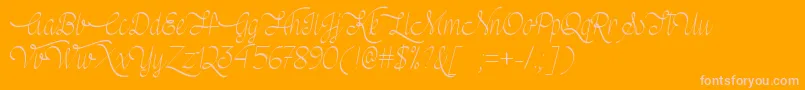 MfWeddingBells-Schriftart – Rosa Schriften auf orangefarbenem Hintergrund