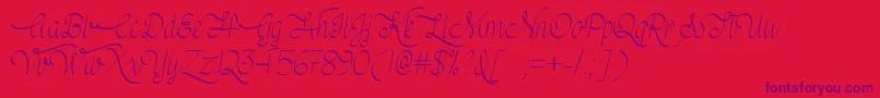 MfWeddingBells Font – Purple Fonts on Red Background