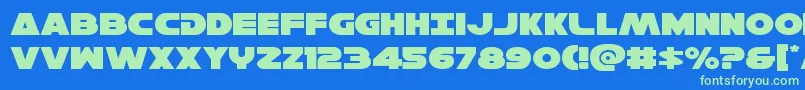 Hansolov3expand-Schriftart – Grüne Schriften auf blauem Hintergrund