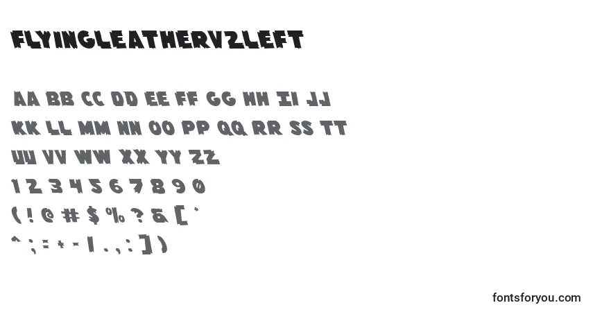 Czcionka Flyingleatherv2left – alfabet, cyfry, specjalne znaki