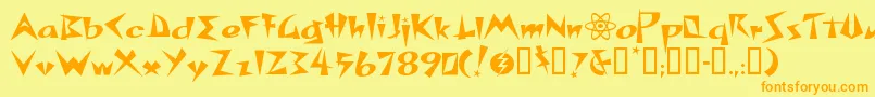 フォントSpacp – オレンジの文字が黄色の背景にあります。