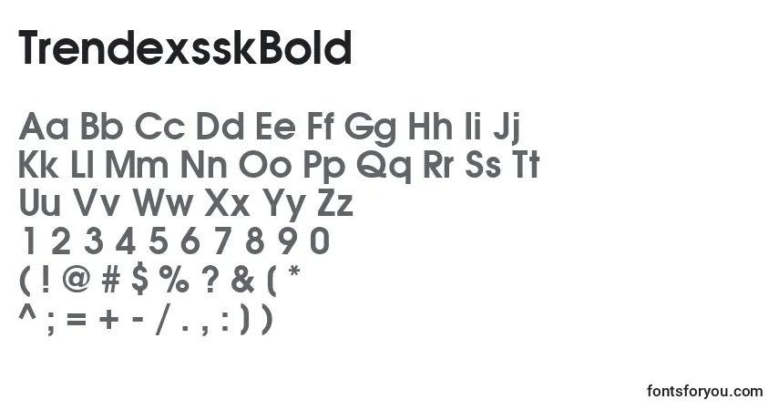 Шрифт TrendexsskBold – алфавит, цифры, специальные символы