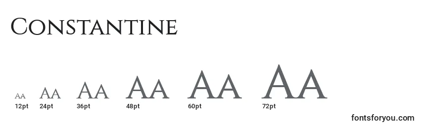 Constantine Font Sizes