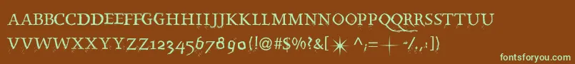 Splintermkaps Font – Green Fonts on Brown Background