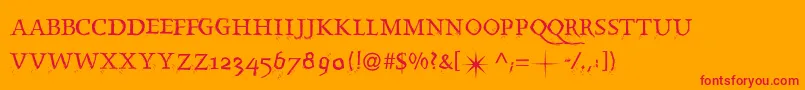 フォントSplintermkaps – オレンジの背景に赤い文字