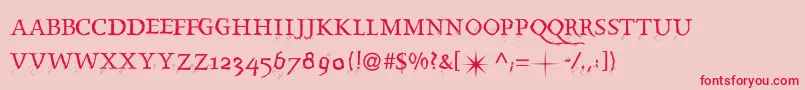 フォントSplintermkaps – ピンクの背景に赤い文字