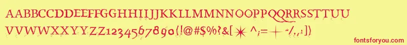 Splintermkaps Font – Red Fonts on Yellow Background