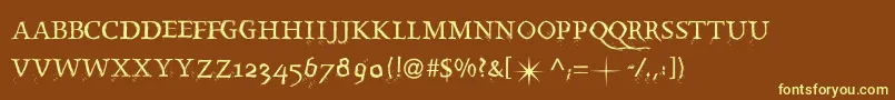 Splintermkaps Font – Yellow Fonts on Brown Background