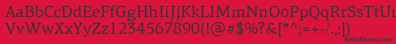 フォントPfagoraserifproRegular – 赤い背景に黒い文字