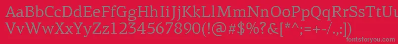 フォントPfagoraserifproRegular – 赤い背景に灰色の文字