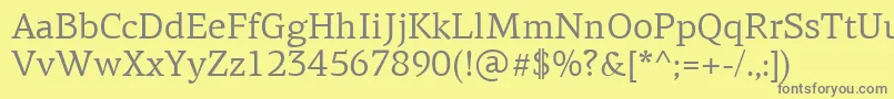 フォントPfagoraserifproRegular – 黄色の背景に灰色の文字