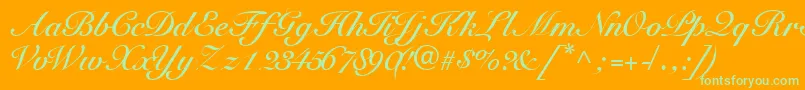 TangoscriptsskBold-Schriftart – Grüne Schriften auf orangefarbenem Hintergrund