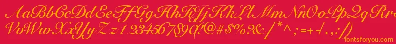 TangoscriptsskBold-Schriftart – Orangefarbene Schriften auf rotem Hintergrund