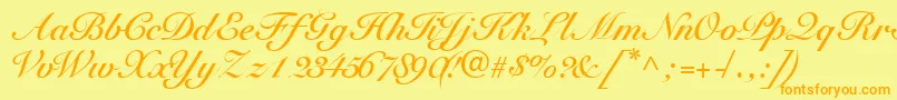 TangoscriptsskBold-Schriftart – Orangefarbene Schriften auf gelbem Hintergrund