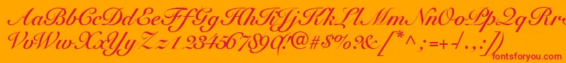 フォントTangoscriptsskBold – オレンジの背景に赤い文字