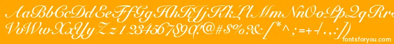 TangoscriptsskBold-Schriftart – Weiße Schriften auf orangefarbenem Hintergrund