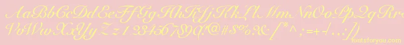 TangoscriptsskBold-Schriftart – Gelbe Schriften auf rosa Hintergrund