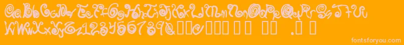 Spurlycurly-Schriftart – Rosa Schriften auf orangefarbenem Hintergrund