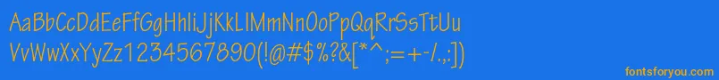 TektonproCond-Schriftart – Orangefarbene Schriften auf blauem Hintergrund