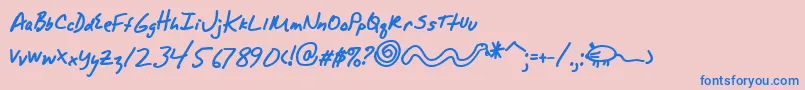 フォントAlphamackAoe – ピンクの背景に青い文字