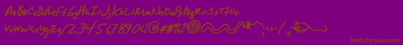 Fonte AlphamackAoe – fontes marrons em um fundo roxo