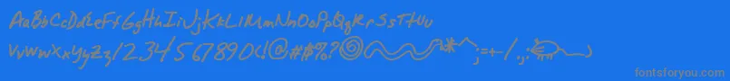 AlphamackAoe-Schriftart – Graue Schriften auf blauem Hintergrund