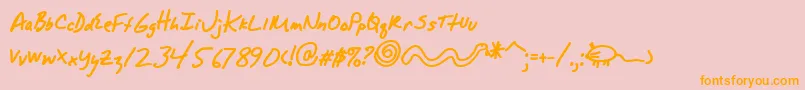 AlphamackAoe-Schriftart – Orangefarbene Schriften auf rosa Hintergrund