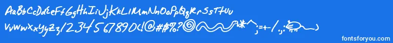 AlphamackAoe-Schriftart – Weiße Schriften auf blauem Hintergrund