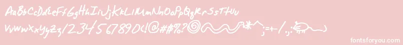 AlphamackAoe-Schriftart – Weiße Schriften auf rosa Hintergrund