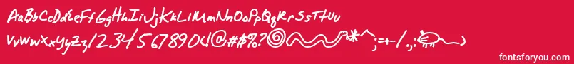 AlphamackAoe-fontti – valkoiset fontit punaisella taustalla