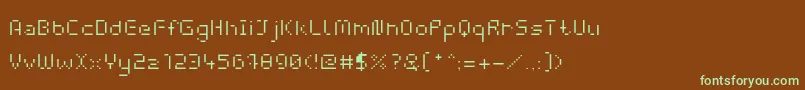 Fonte WebpixelBitmapLight – fontes verdes em um fundo marrom
