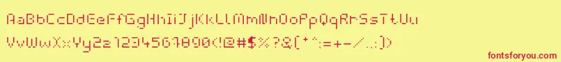 WebpixelBitmapLight-fontti – punaiset fontit keltaisella taustalla