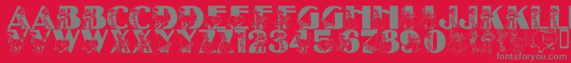 LmsBeyondInfinity-fontti – harmaat kirjasimet punaisella taustalla